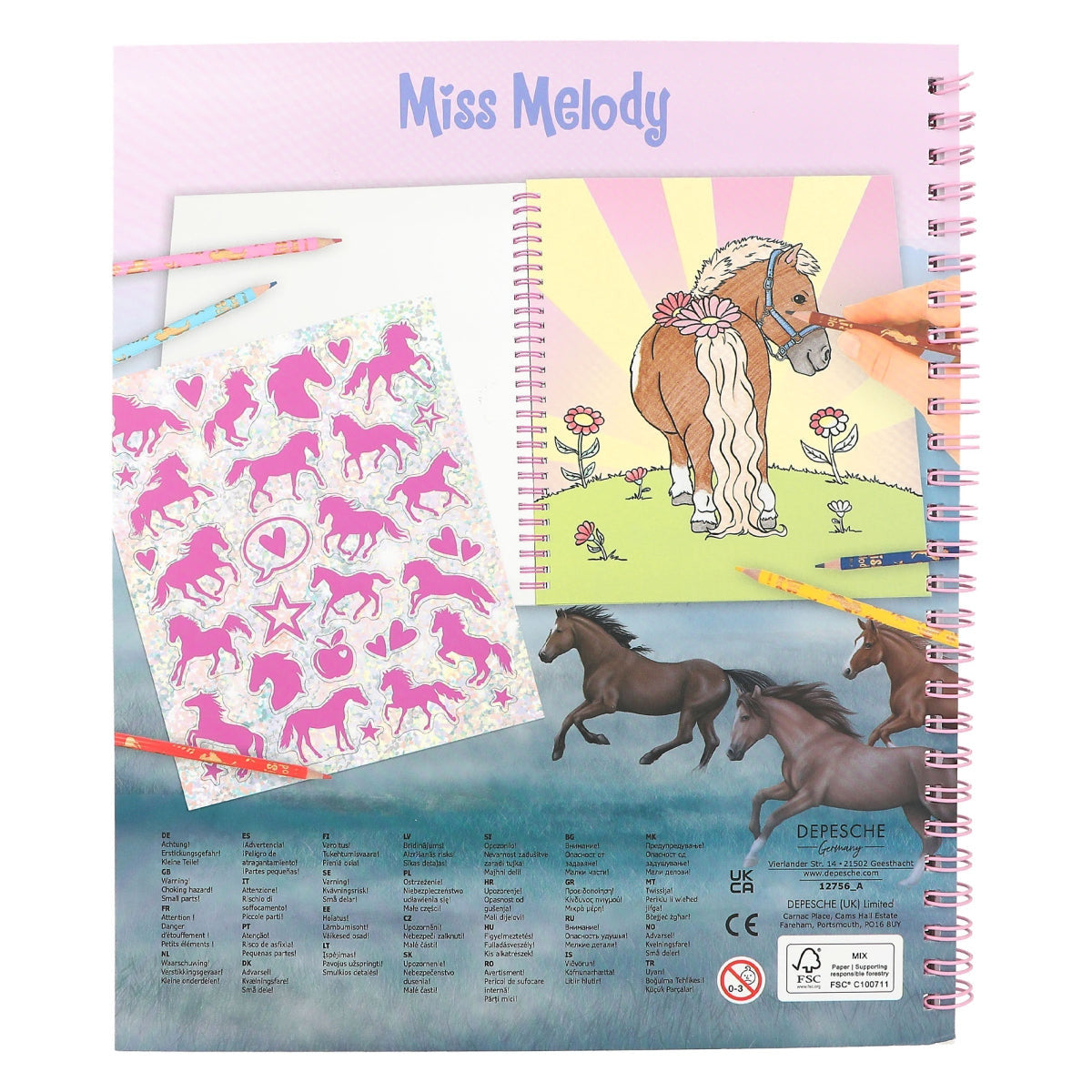 Libro para colorear con lentejuelas Miss Melody.-Rincón del Valle