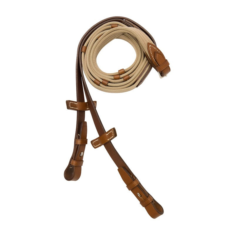Camiseta técnica Stübben Web reins narrow with 5 leather stops and hooks detalle 3