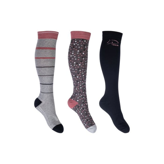 Calcetines -Miami- set 3 pares - Colores Rojo, Negro HKM para equitación - vista 2