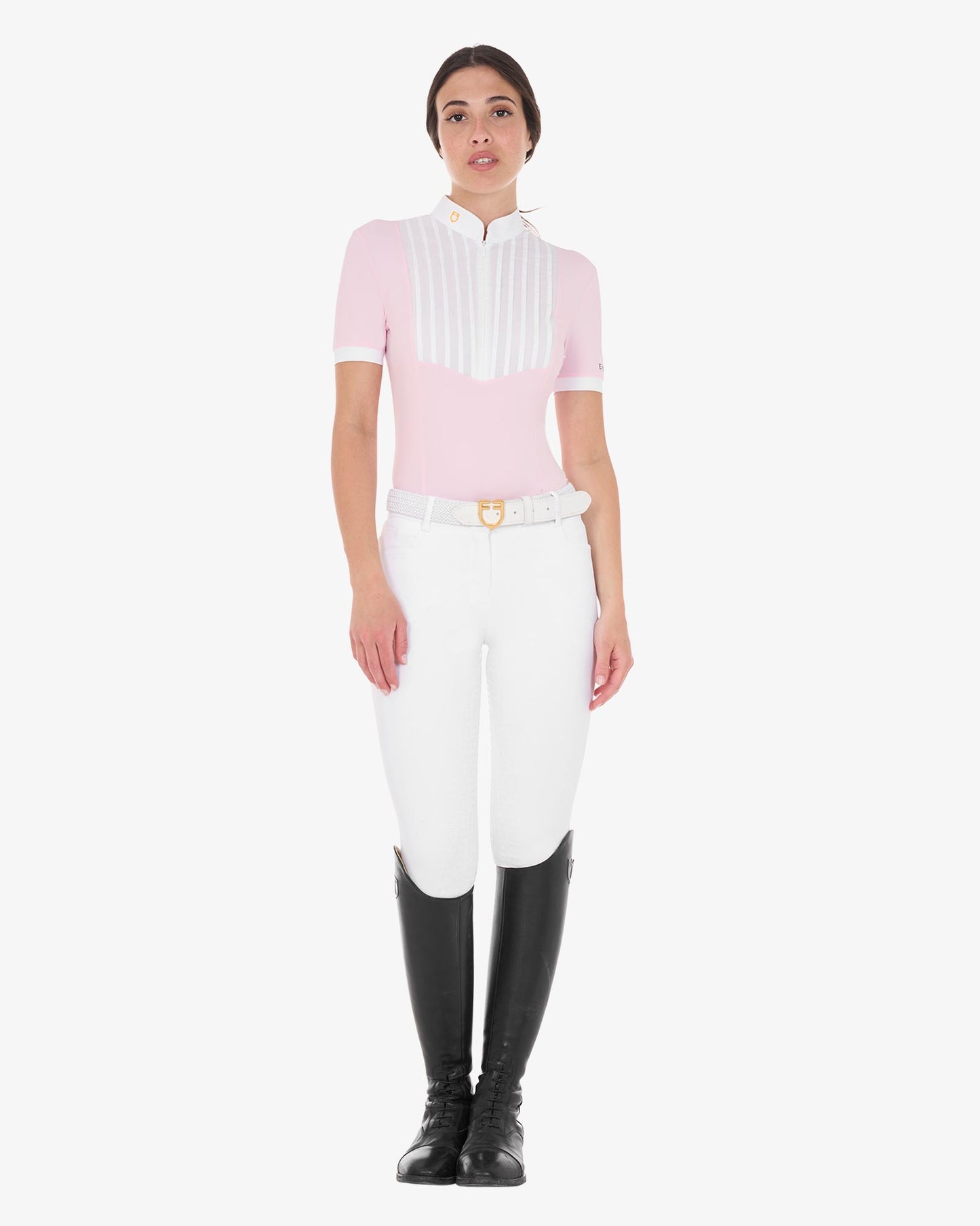 Polo Mujer Slim Fit De Algodón Plisado Equestro Rosa