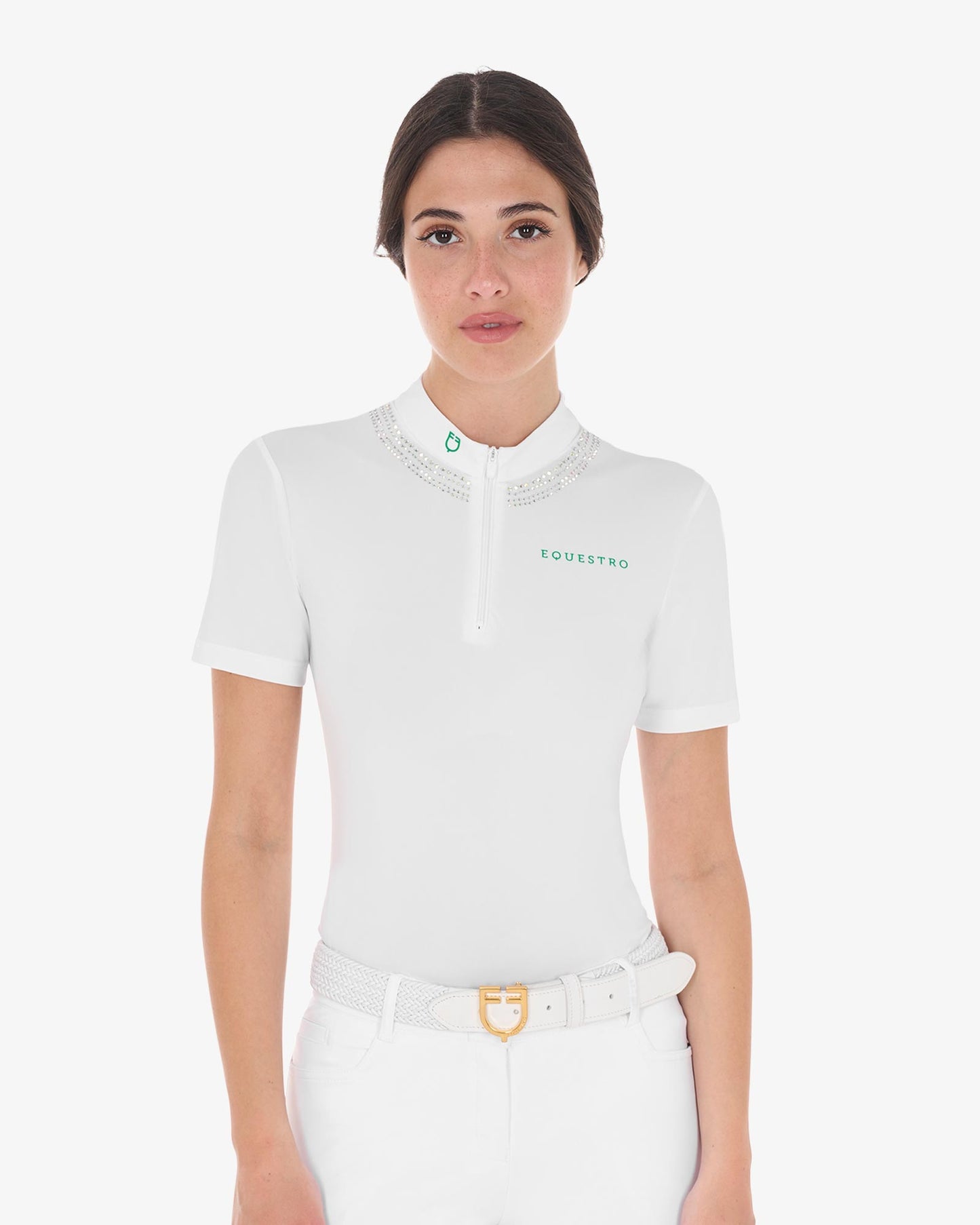 Polo competición mujer cuello pedrería