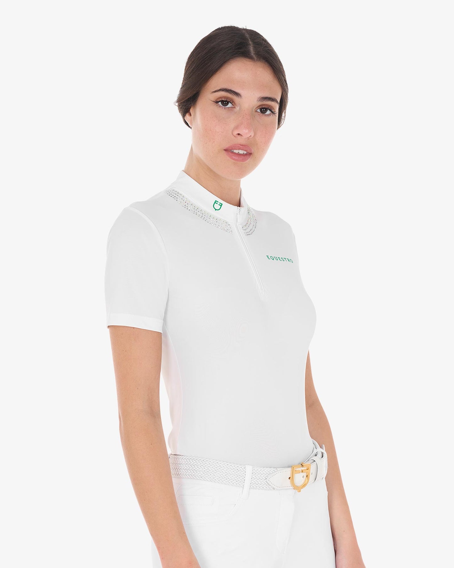 Polo competición mujer cuello pedrería