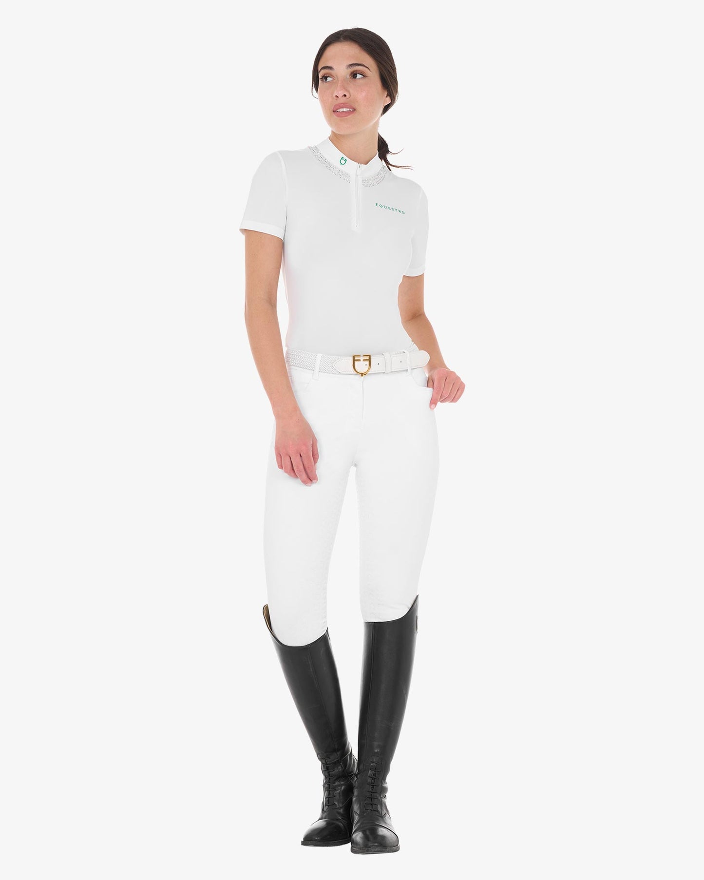 Polo competición mujer cuello pedrería