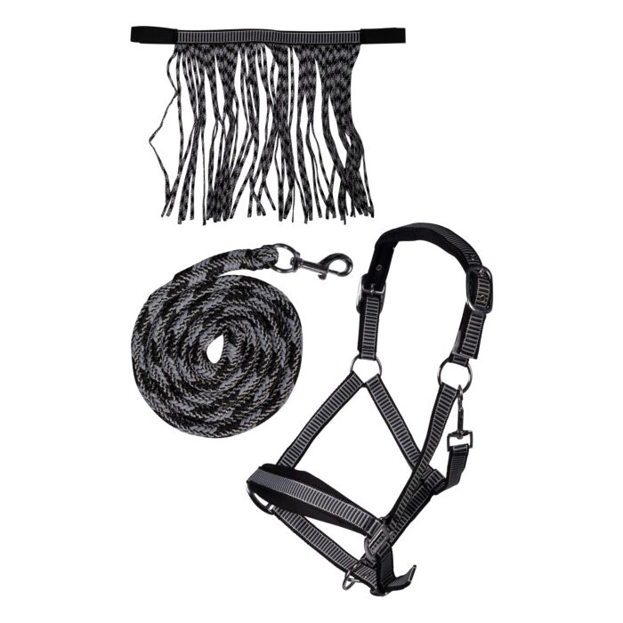 Cabezada set -Lilly- con mosquetón & mosquero HKM negro - imagen de producto HKM