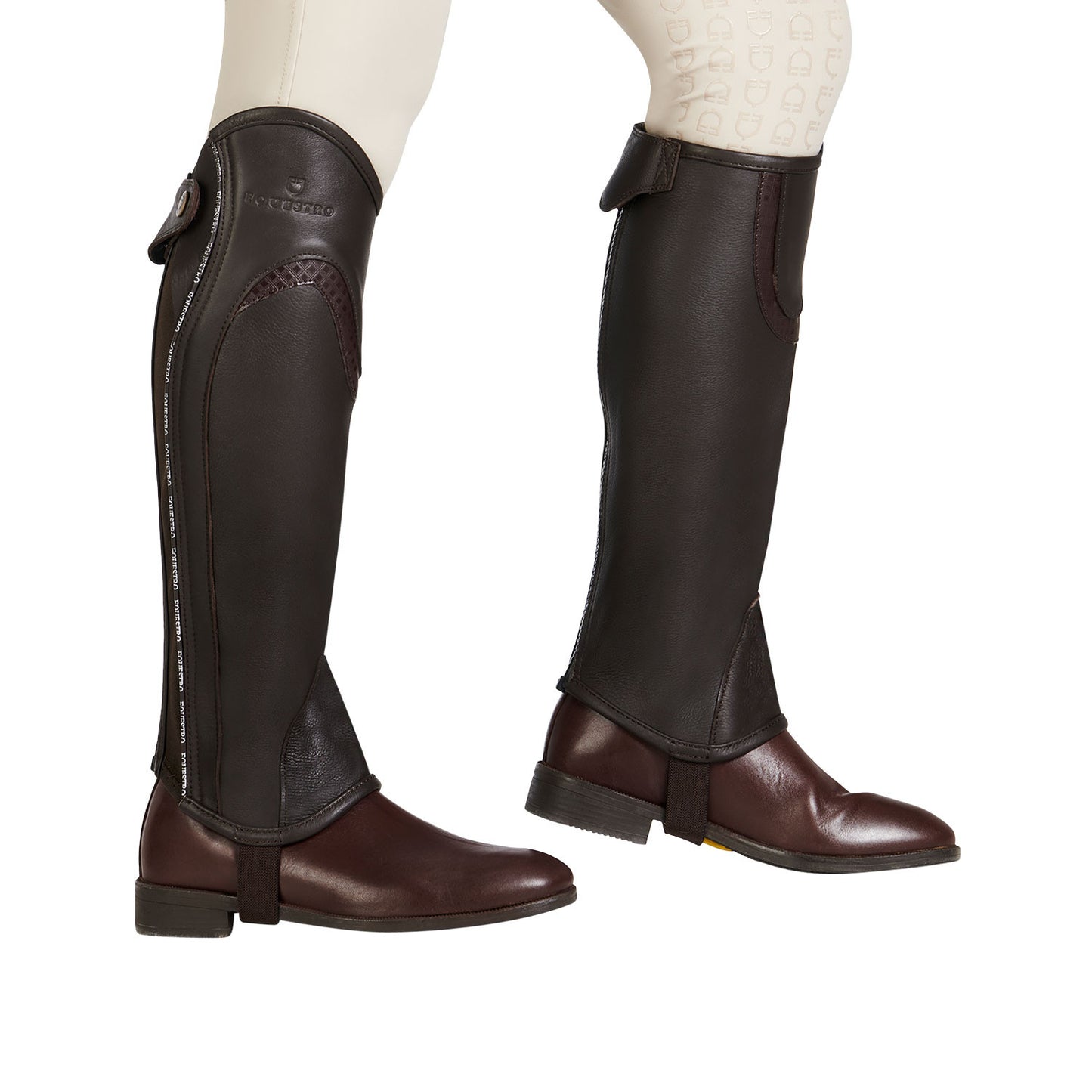 Polainas unisex de cuero con ribete en contraste Equestro - Marrón
