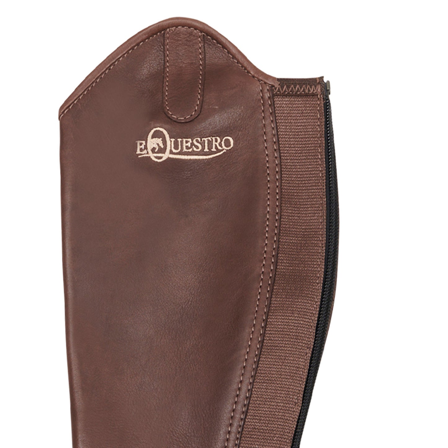 Polainas unisex de cuero con cremallera trasera Equestro - Marrón