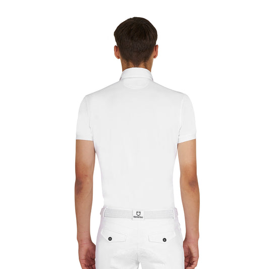 Polo de hombre de competición en tejido técnico transpirable Equestro - Blanco