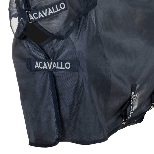 Manta anti-moscas de tela transpirable con máscara y cubrecuello Acavallo - Azul marino