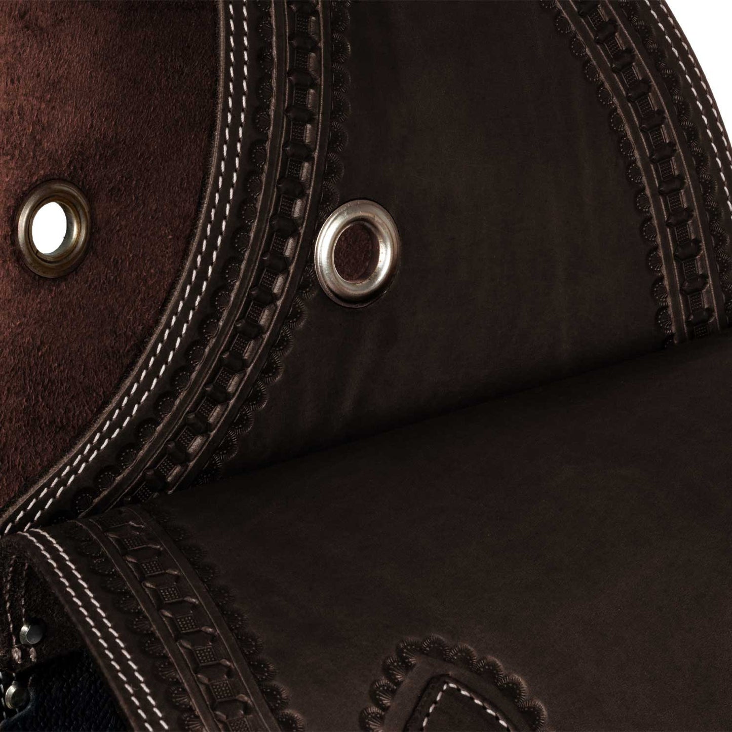 Sello de borde de bolso trabajado a mano Pool's - Marrón oscuro