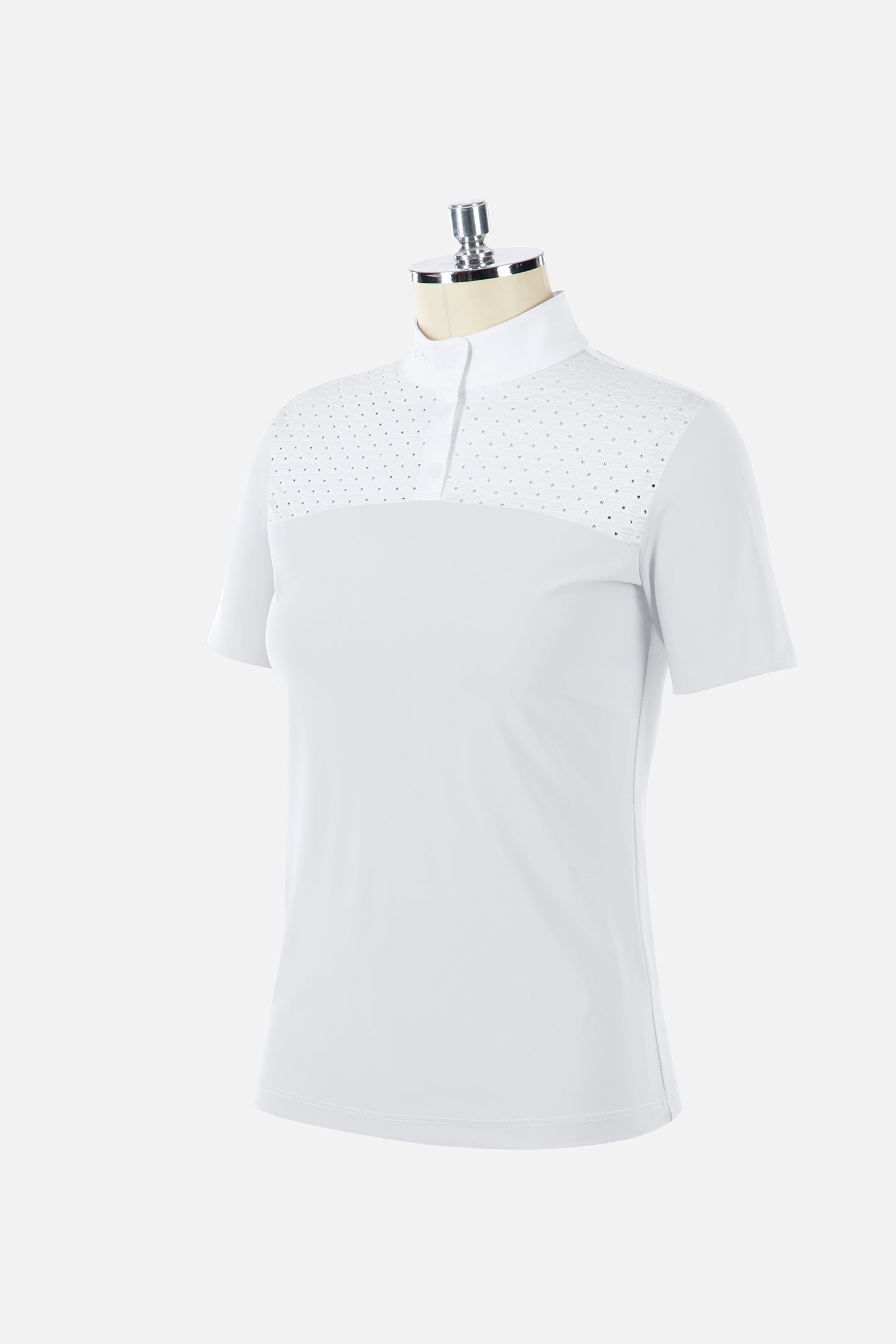 Polo Concurso Mujer Benata Manga Corta Strass Blanco Animo