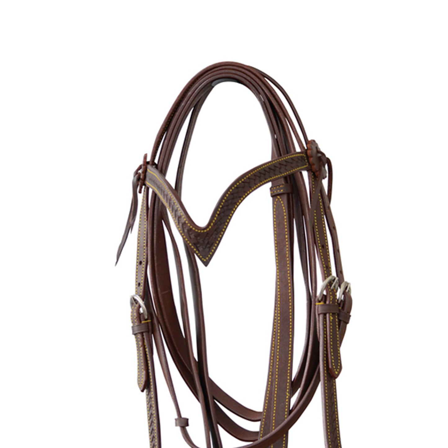 Cabezada en basket/flor con riendas Lakota - Marrón oscuro