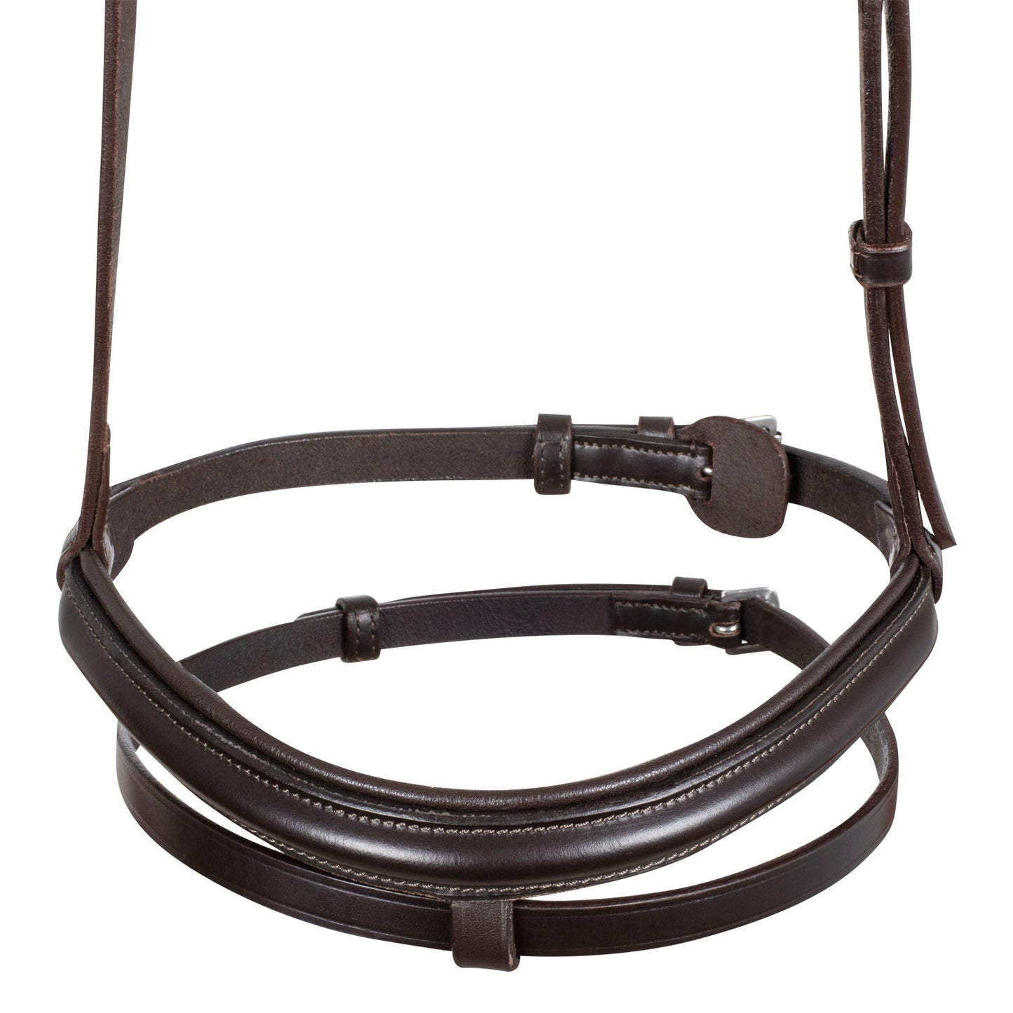 Cabezada de cuero con cierrabocas removible Equestro - Marrón oscuro