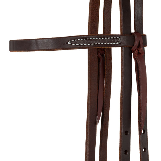 Frontalera hebilla de acero negro cabezada engrase estilo western Berlin Custom Leather - Marrón