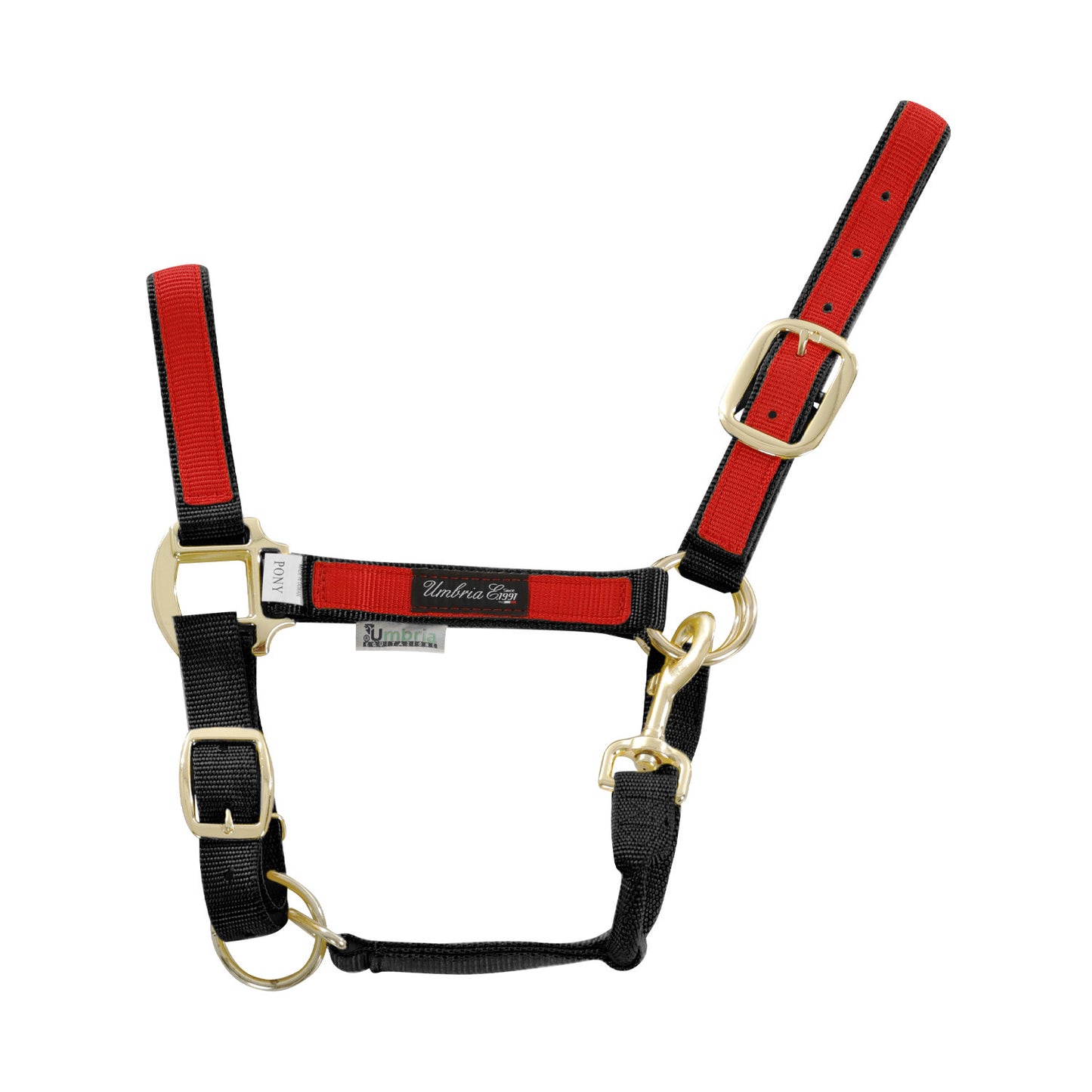 Cabezada de nylon con detalle de color Umbria Equitazione - Black/Red