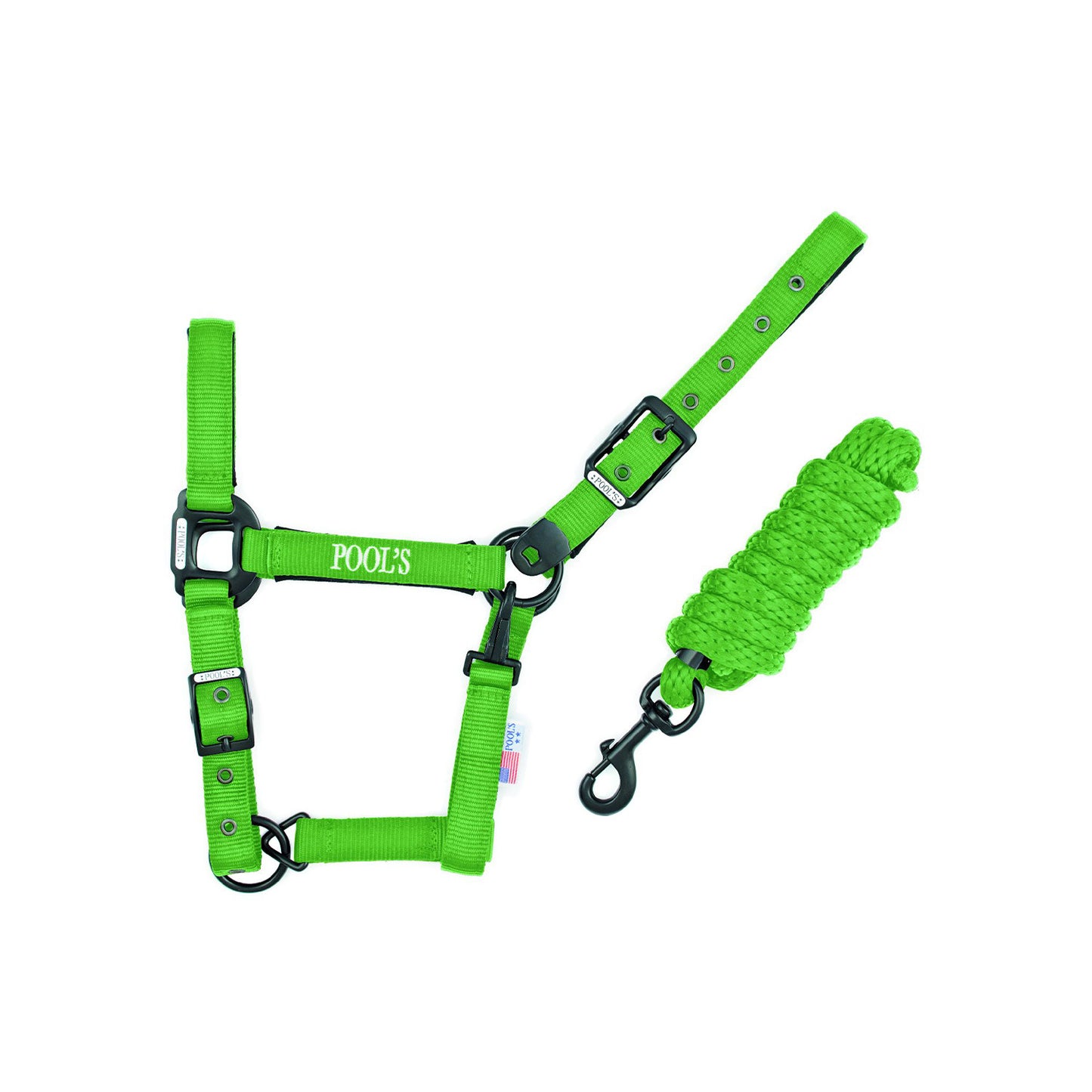 Cabezada de nailon de un solo color con ramal Pool's - Lime