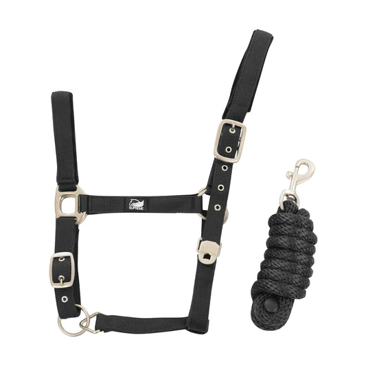 Cabezada de nailon con ramal trenzado Supreme - Negro