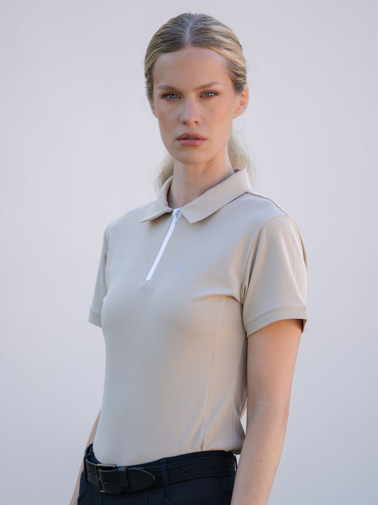 Equestrian Stockholm Polo Shirt Zip Sand para equitación - vista 2