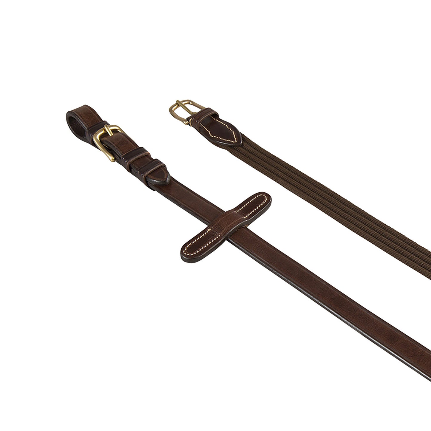 Riendas para cabezada inglesa hebillas de latón Equestro - Marrón oscuro