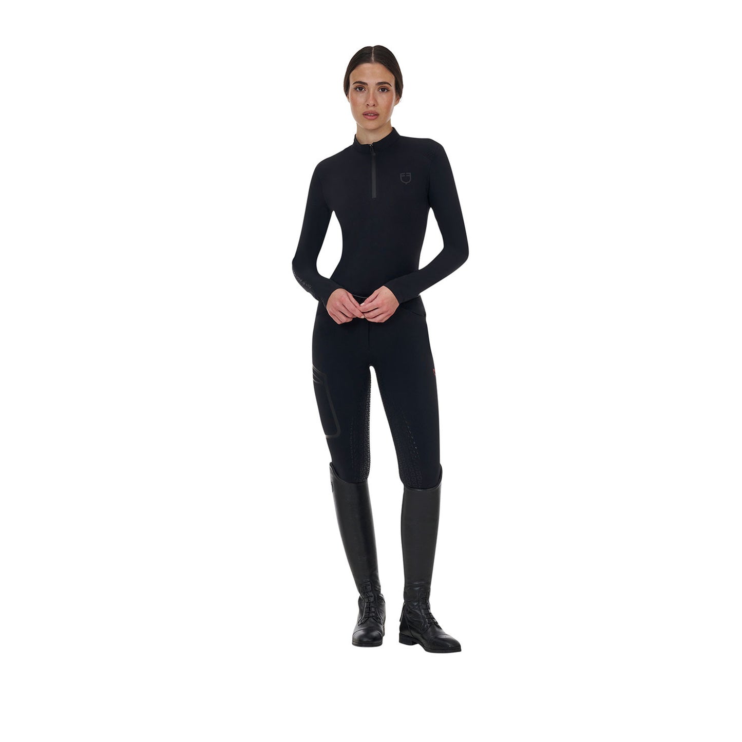 Pantalón slim fit mujer Equestro Ridertechnology full grip - Negro