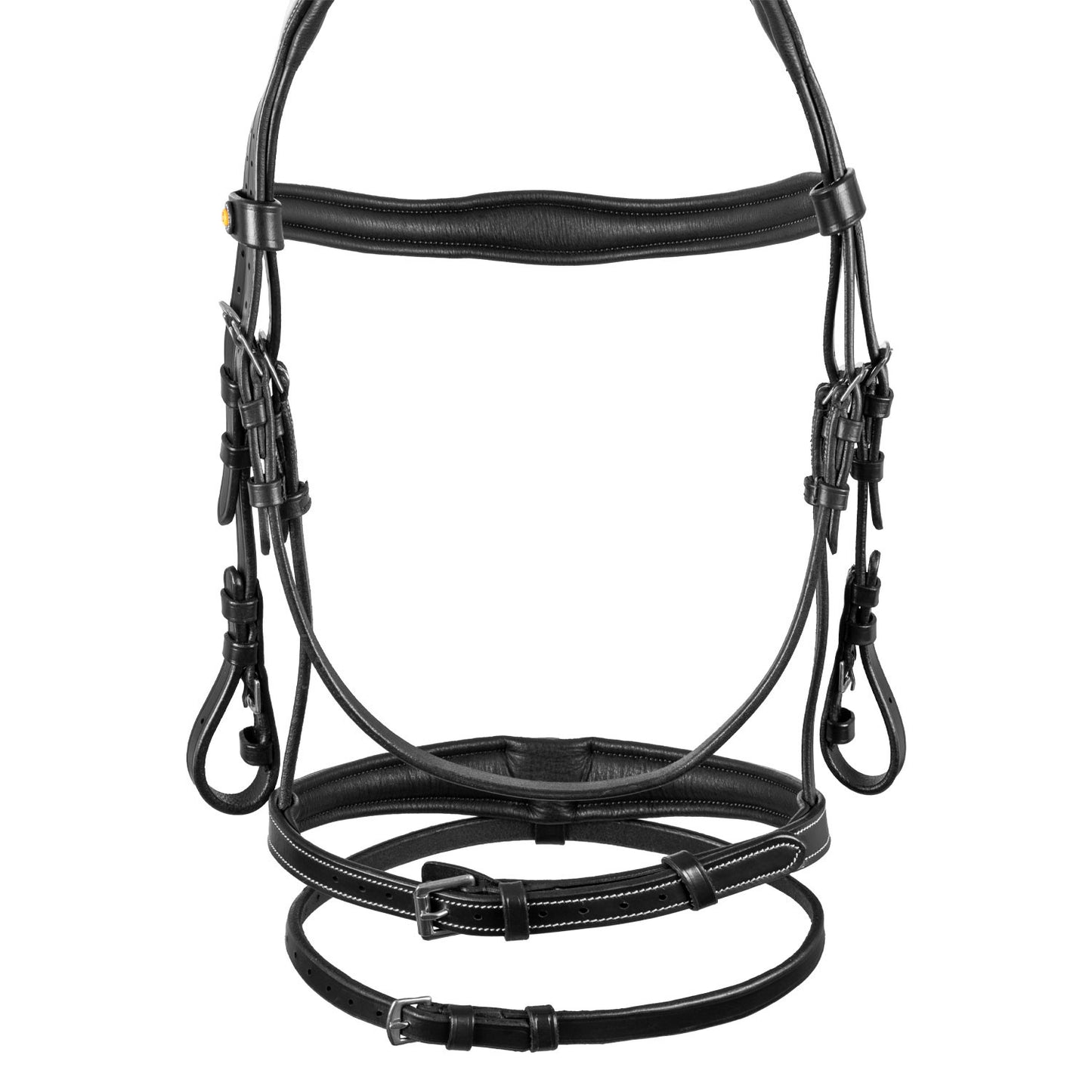 Cabecera de cuero suave cosido Equestro - Negro