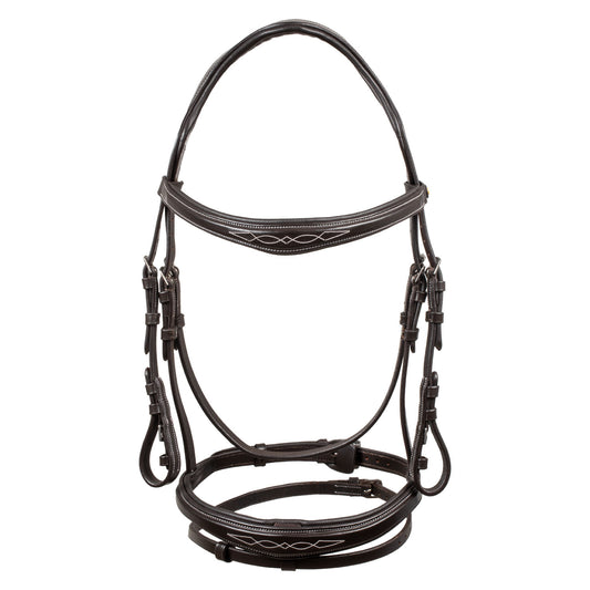 Cabecera de cuero suave cosido Equestro - Marrón oscuro