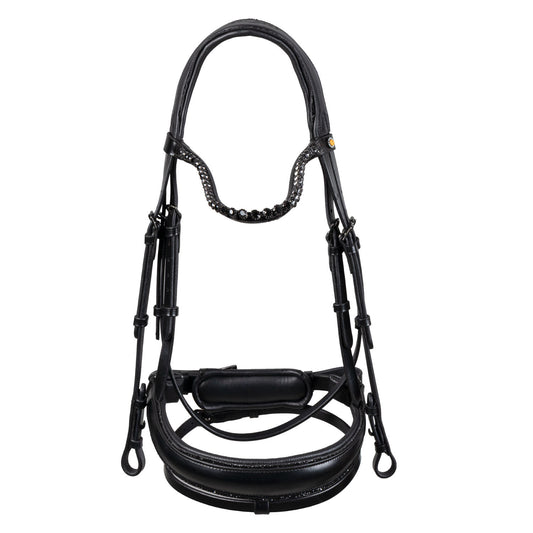 Cabezada de doma de cuero Diamond Equestro - Negro