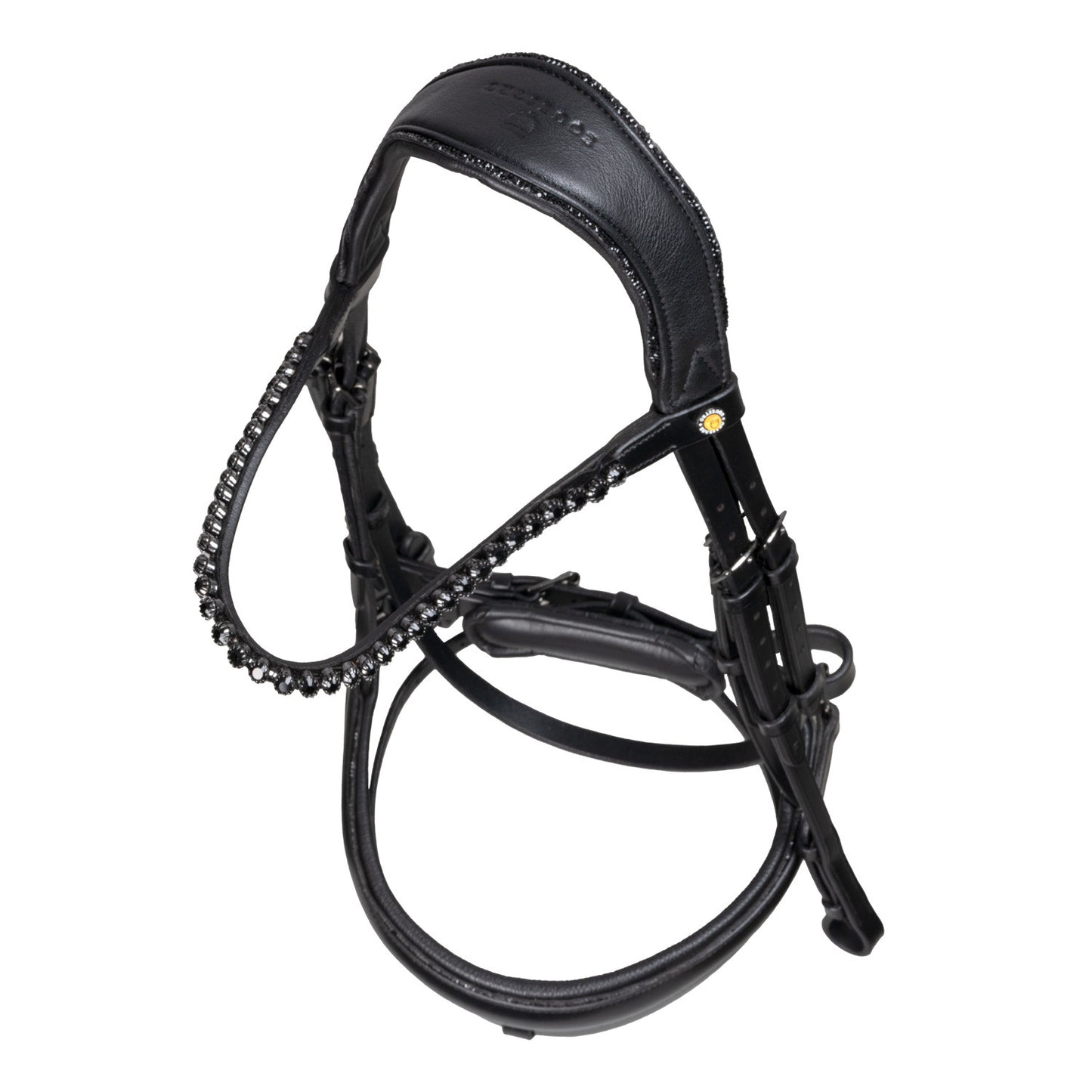Cabezada de doma de cuero Diamond Equestro - Negro