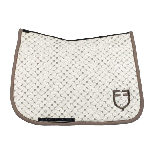 Almohadilla de montar con monograma de doma Equestro - Antique White (11-0105)/Walnut