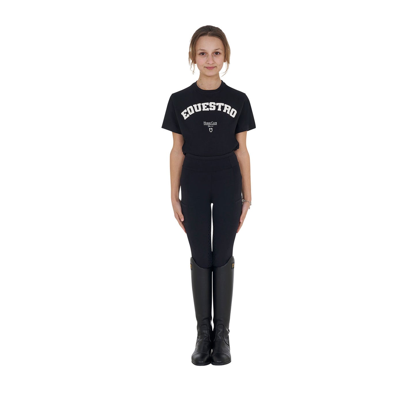 Camiseta niña Horse Club de algodón Equestro - Negro