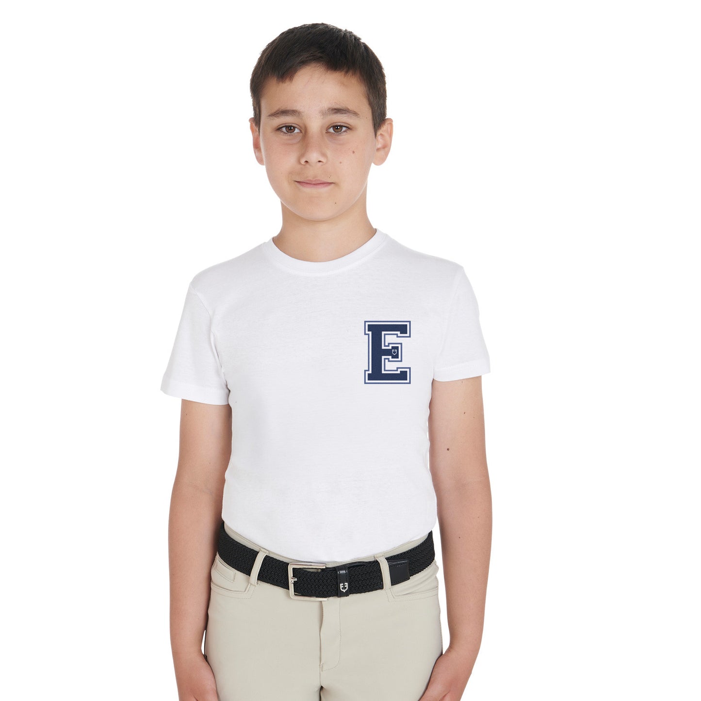 Camiseta de algodón con monograma Equestro para niño - Blanco