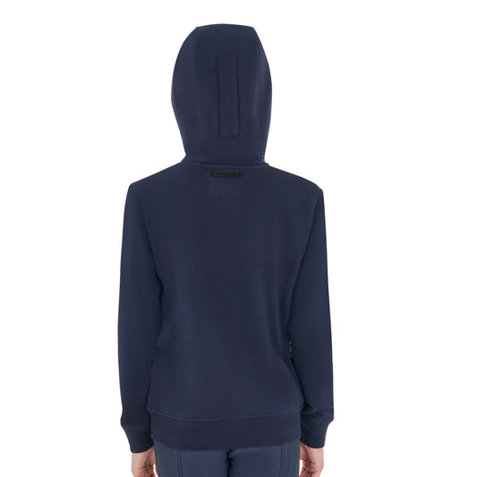 Sudadera infantil unisex con capucha y cremallera frontal Equestro - Navy Blazer