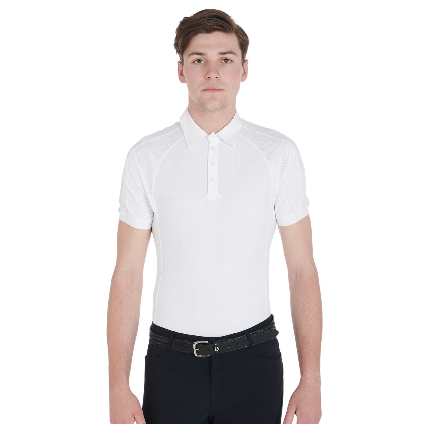 Polo de hombre de concurso slim fit cuatro botones Equestro - Blanco