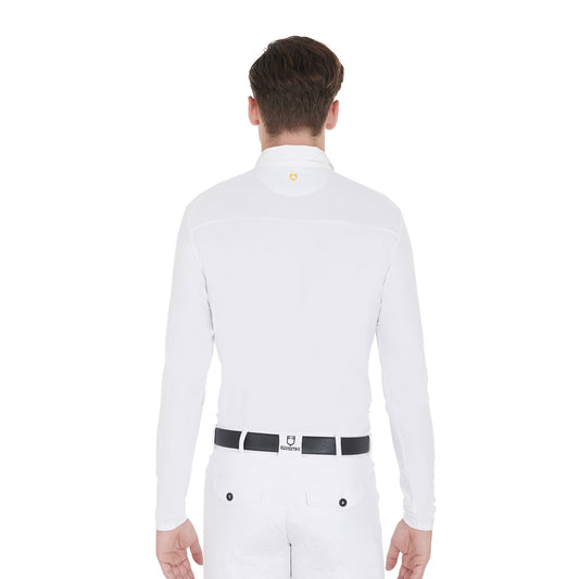 Polo de hombre de concurso de manga larga Equestro - White/White