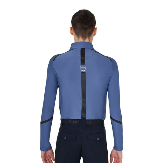 Polo de hombre de entrenamiento slim fit de manga larga Equestro - Bering Sea
