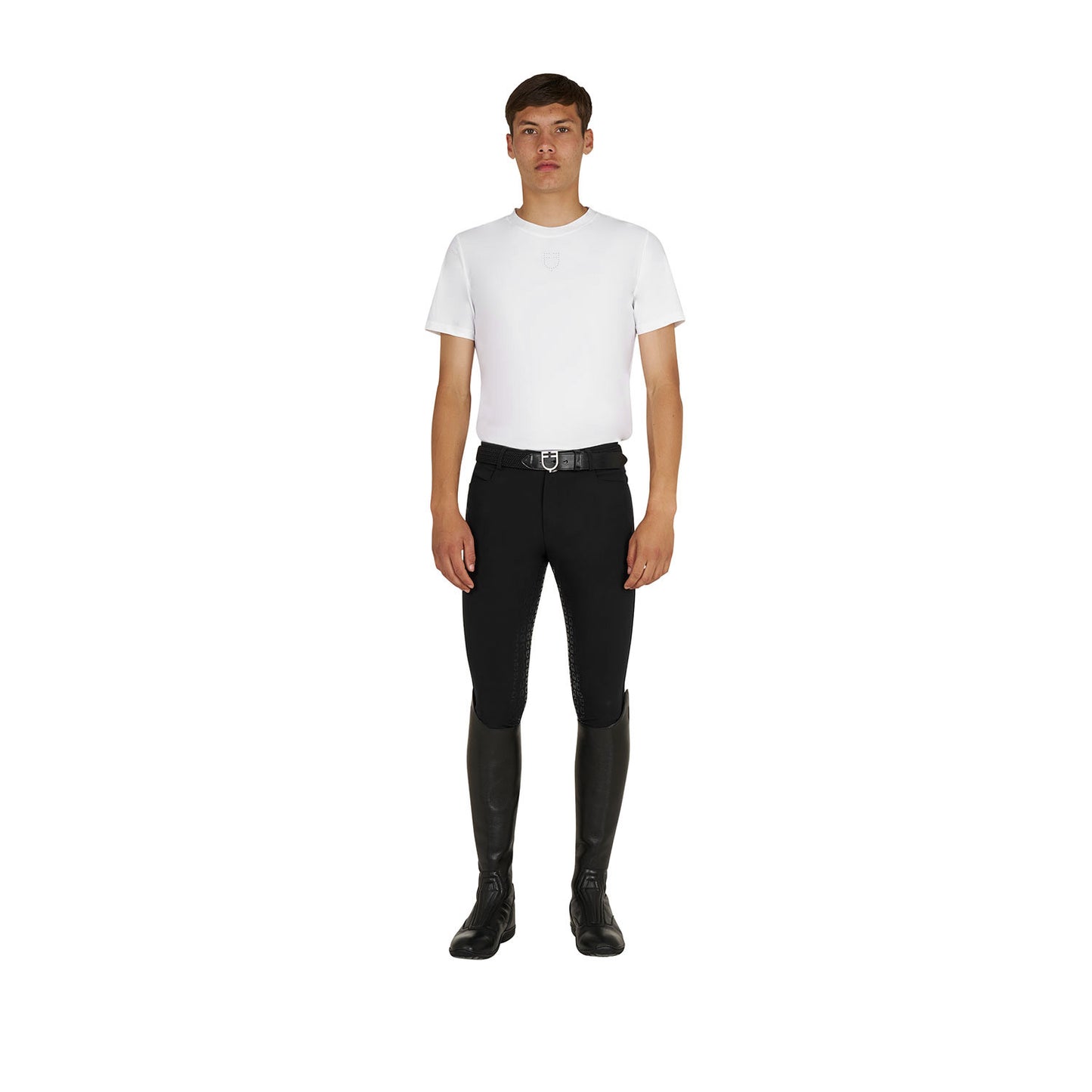 Camiseta de entrenamiento de hombre en tejido técnico con microperforaciones Equestro - Blanco