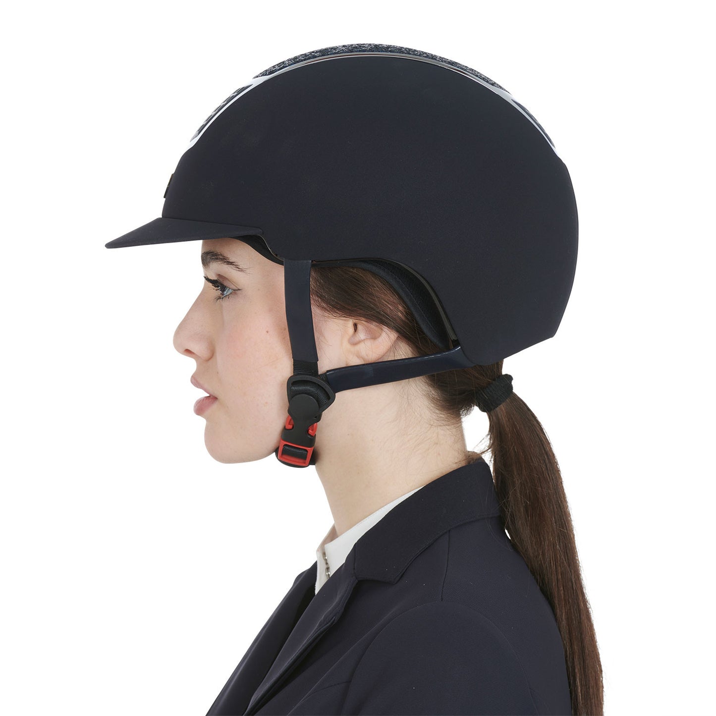 Gorra ultraligera de terciopelo con strass Equestro - Navy/Silver