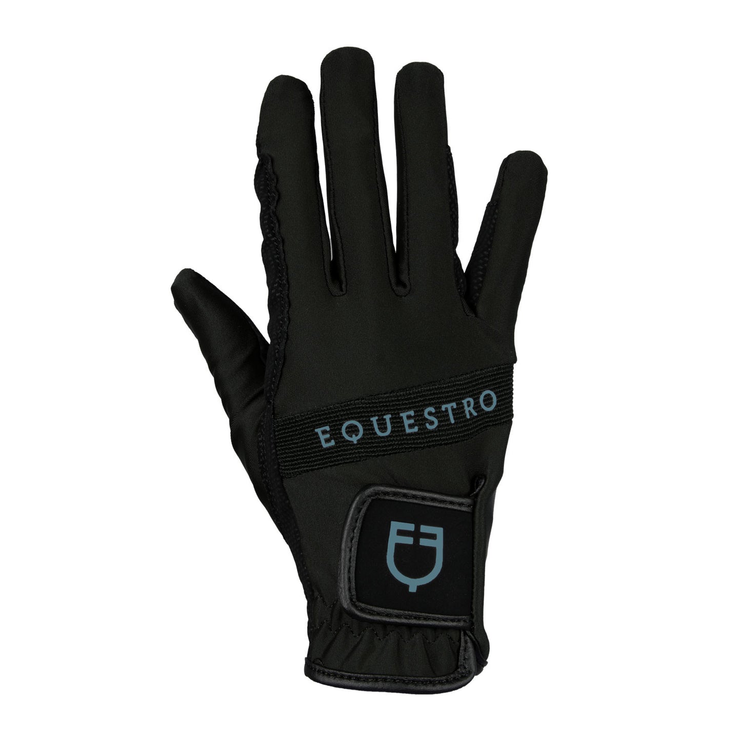 Guantes de tejido técnico con logo multicolor Equestro - Black/Blue Coral