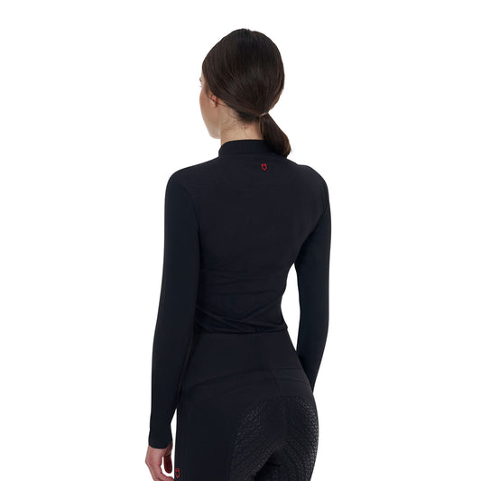 Camiseta de entrenamiento para mujer Equestro Ridertechnology de manga larga y cremallera - Negro