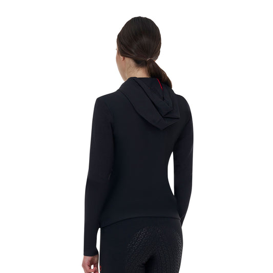 Sudadera técnica de mujer Equestro Ridertechnology con capucha - Negro