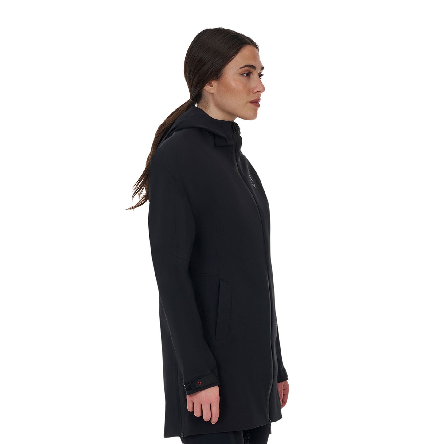 Chaqueta softshell de mujer Equestro Ridertechnology impermeable larga - Negro