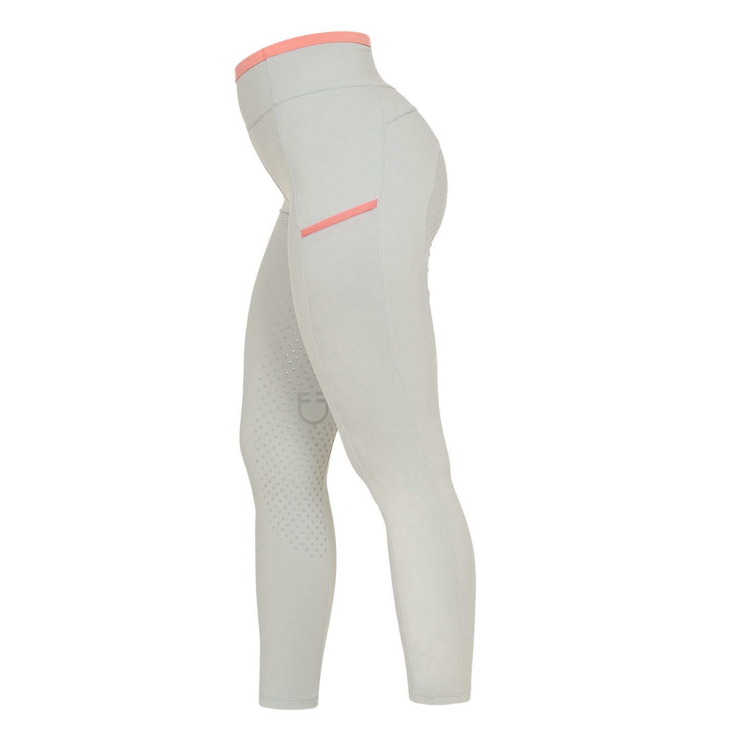Leggings de mujer con decoraciones perforadas Equestro - Harbor Mist (14-4202)/Desert Flower
