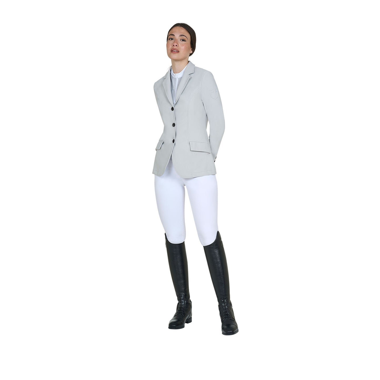 Chaqueta de concurso para mujer con logo en relieve Equestro - Harbor Mist