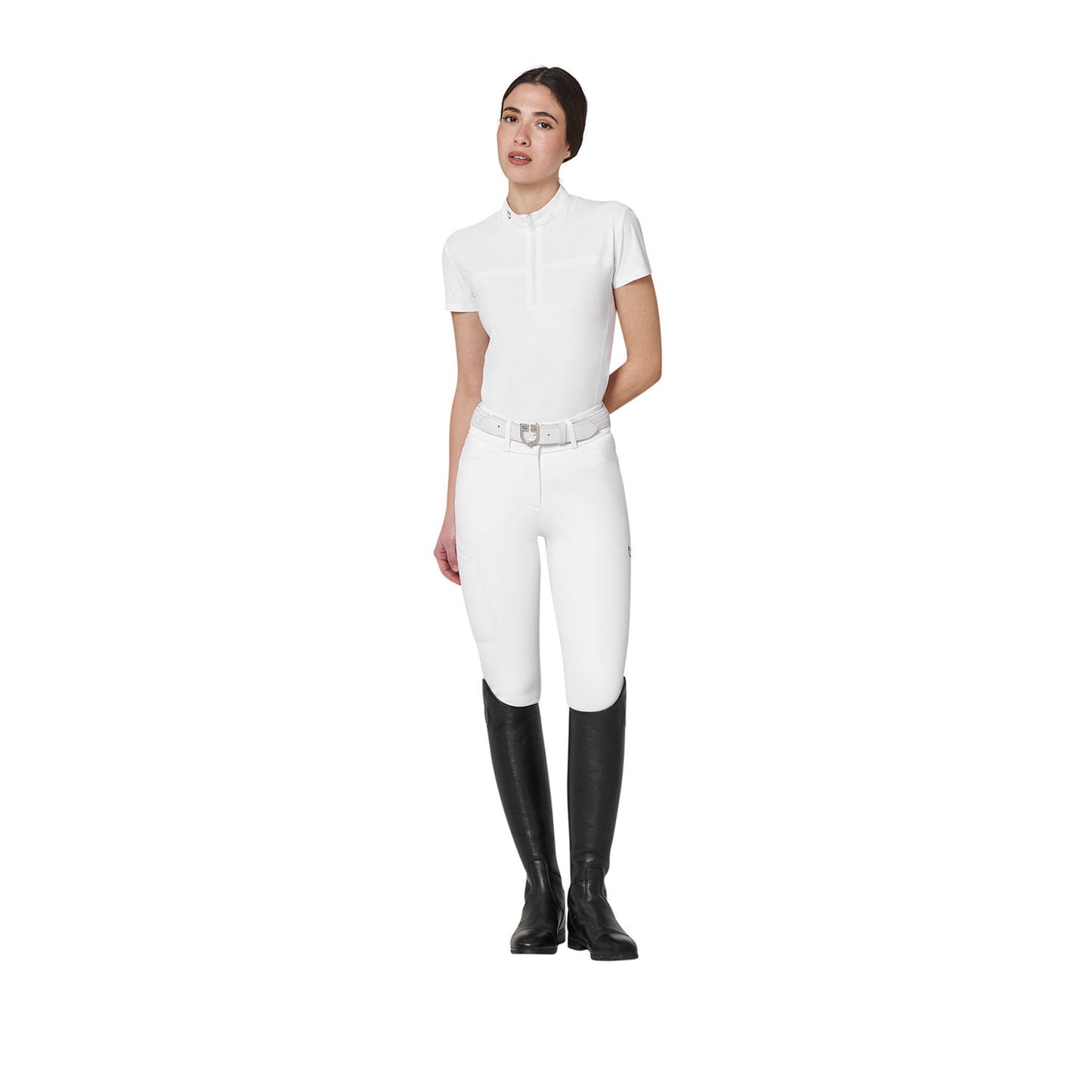 Pantalones de montar de talle alto con rodillera Ridertechnology para mujer Equestro - Blanco