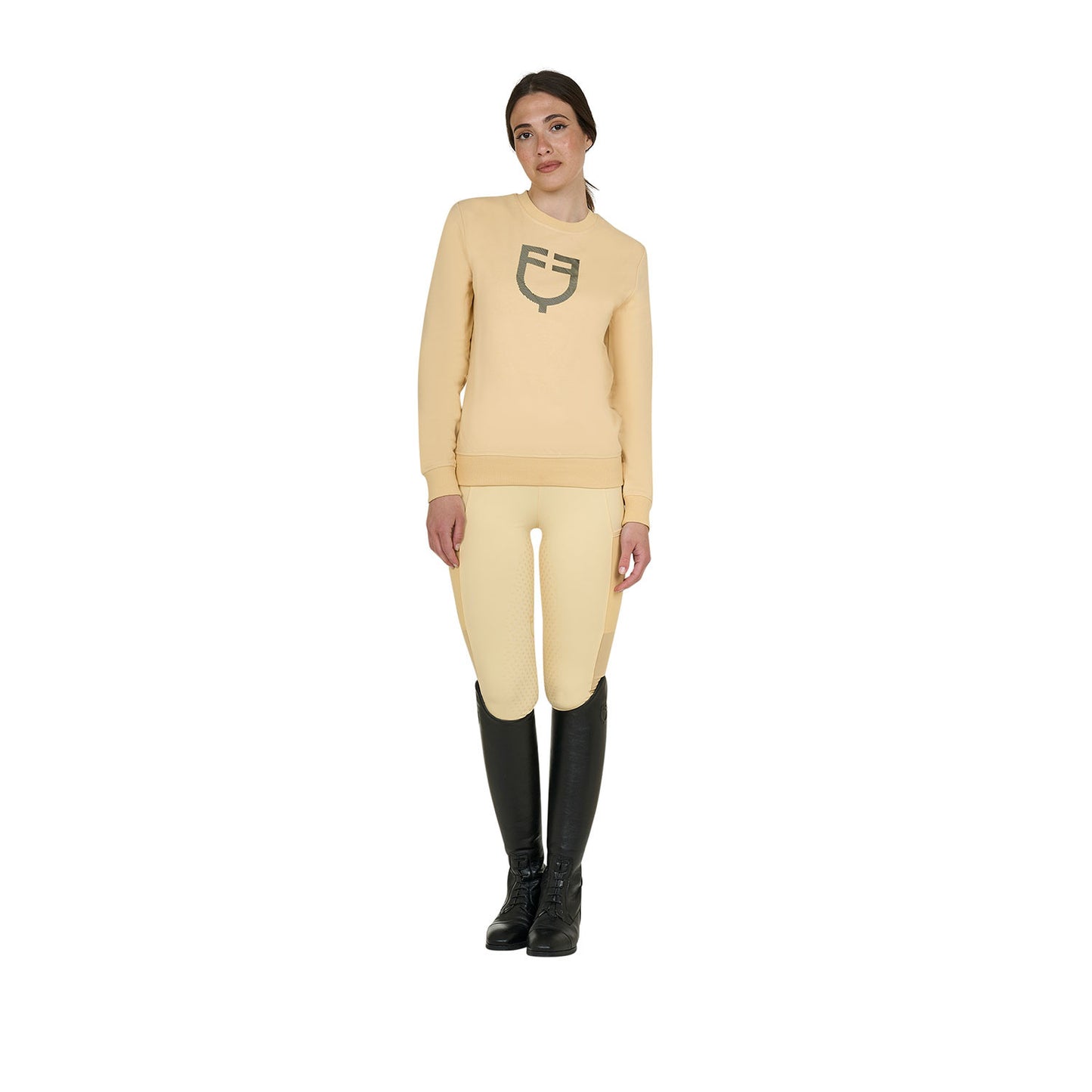 Sudadera de mujer con cuello redondo y logo en el pecho Equestro - Sunlight