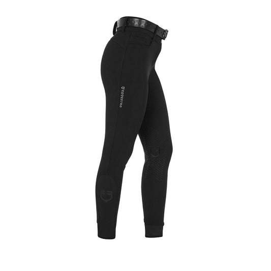 Pantalones de mujer de tiro alto con logo en strass Equestro - Negro