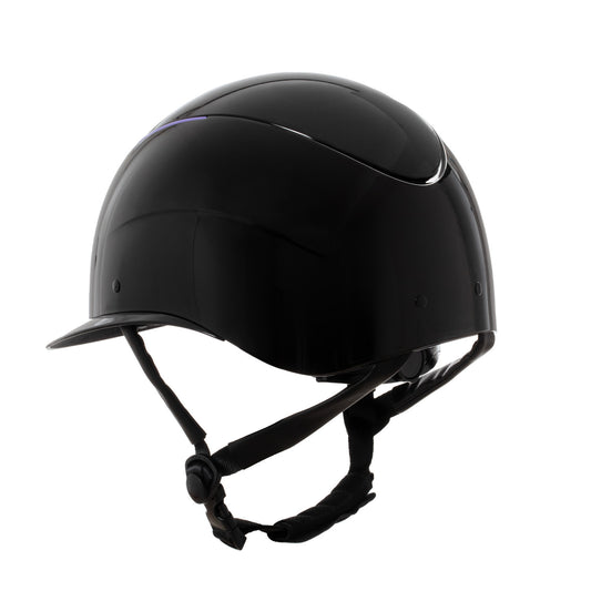 Casco brillante, correa de ecopiel, homologación EN 1384-2023 Equestro - Black/Violet