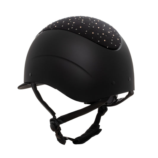 Casco opaca visera estrecha con logo en strass homologación EN 1384-2023 Equestro - Black/Black Shiny