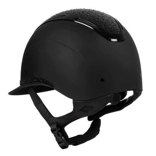 Casco Apocalypse para mujer con diamantes y calota mate Equestro - Black/Black