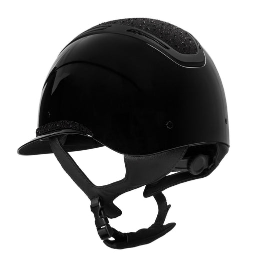 Casco Apocalypse para mujeres con diamantes y carcasa brillante Equestro - Black/Black