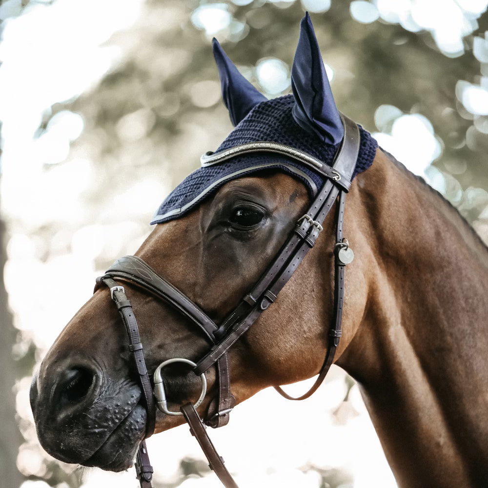 Ear Bonnets Kentucky Fly veil Wellington Leather Pony detalle 2